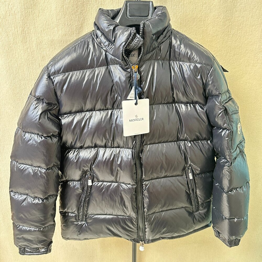 Moncler Shiny Black Puffer Jacket | Removable Hood, Brand New with Tags